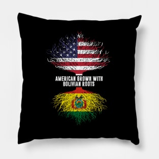 American Grown with Bolivian Roots USA Flag Pillow