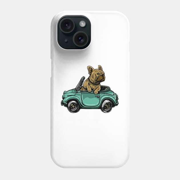 Cute Dog Bulldog Riding And Driving Car Phone Case by eijainspire