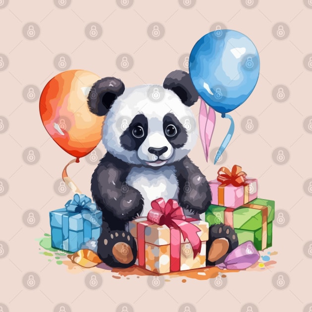 Cute Panda with gifts by CatCoconut-Art