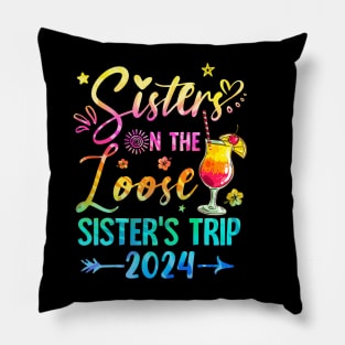 Sisters On The Loose Tie Dye Sister's Weekend Trip 2024 Pillow