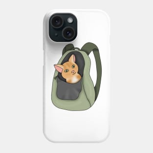 Kitty in a backpack (fluffy orange cat) Phone Case