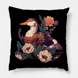 Flower Duck Aesthetic Pillow