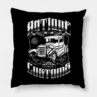 Hot Rod - Antique Customs (white) Pillow