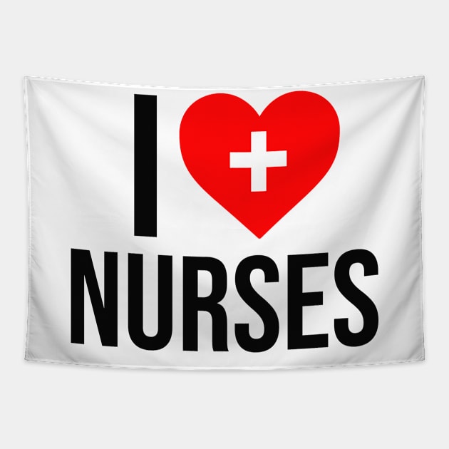 I Love Nurses Medical Heart Cross Tapestry by Mellowdellow