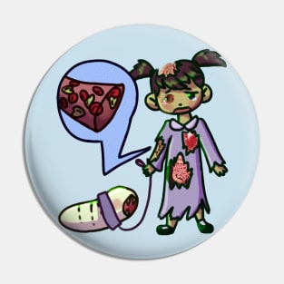 Sad Zombie Girl Pin