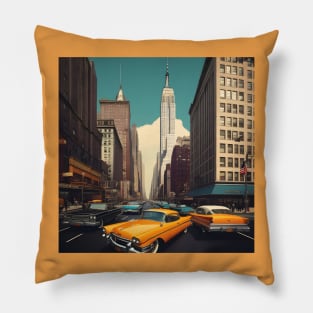 Retro New York city in 70s Pillow