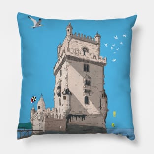 Belém Tower, Tower of Saint Vincent Lisbon Illustration Pillow