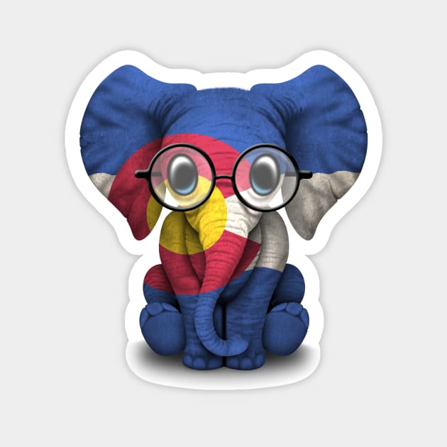 Baby Elephant with Glasses and Colorado Flag Magnet by jeffbartels