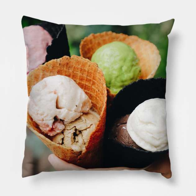 Ice Cream Cones Pillow by NoMonkeyB