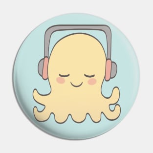 Cute octopus listening to good music Pin