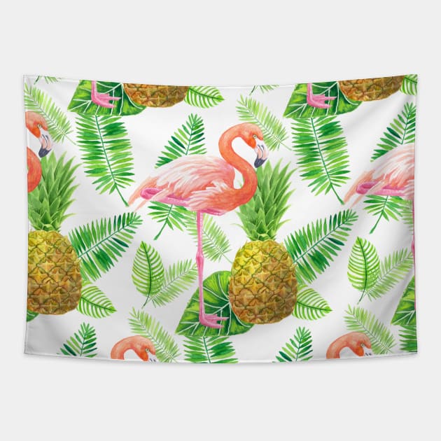 Tropical garden watercolor pattern Tapestry by katerinamk