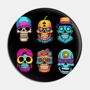 Spooky Halloween Faces and Skulls Pin