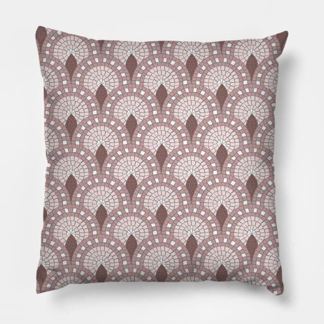 Mosaic parisian - rose Pillow by crumpetsandcrabsticks