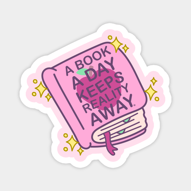 A Book A Day Keeps Reality Away - Cute Book Lover Doodle Magnet by FatCatSwagger
