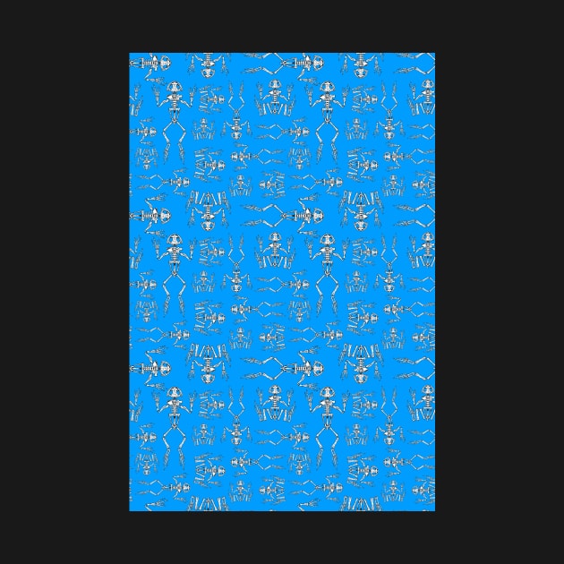 frog skeletons on blue by B0red