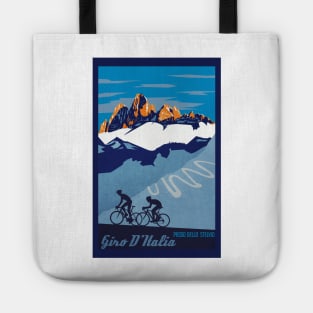 Giro D' Italia Retro  Passo Dello Stelvio Cycling Poster Tote