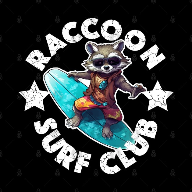 Raccoon Surfing - Surf Club (White Lettering) by VelvetRoom