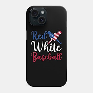 4th of July Baseball Red White Blue Patriotic Baseball Heart Phone Case