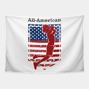 Patriotic All-American Basketball Vintage Distressed 2 Tapestry