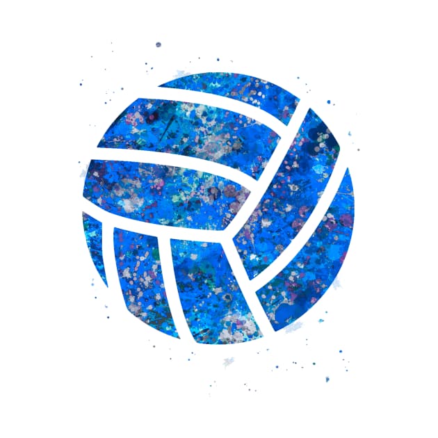 Volleyball Ball blue watercolor by Yahya Art