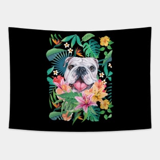 Tropical White English British Bulldog 2 Tapestry