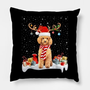 Xmas Lighting Reindeer Santa Hat Toy Poodle Christmas Pillow