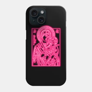 Pink Fluo Icon of Virgin Mary and Jesus Christ Phone Case