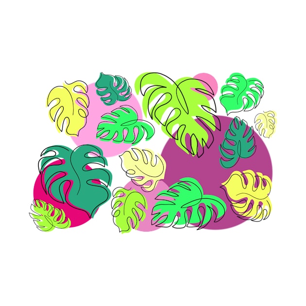 Colorful  Monstera leaves by yaseminarinart