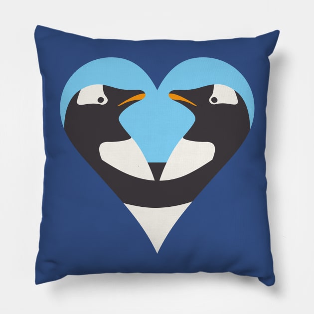 Penguin Lovers - Blue Edition Pillow by alancreative