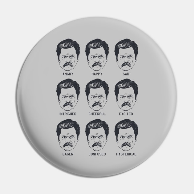 Ron Swanson Emotions Parks and Recreation Pin by stayfrostybro