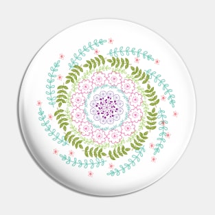 Spring Bursting Flowers Mandala Pin