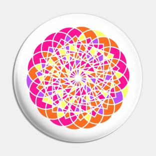 Random geometric repeated elements in digital mandala in bright neon colors Pin