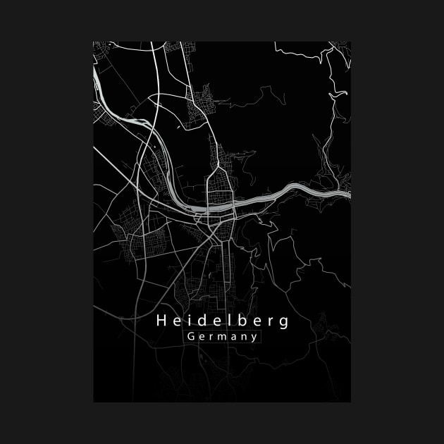 Heidelberg Germany City Map dark by Robin-Niemczyk