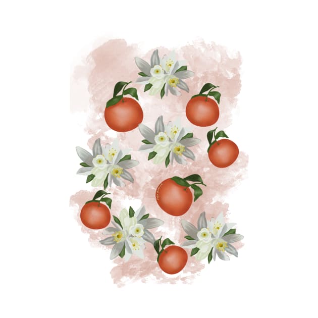 Citrus fruits and flowers pattern by JuliaArtPaint