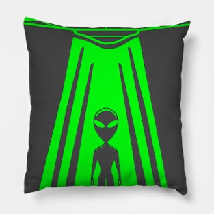 UFO and ALIEN Believe (green print) Pillow