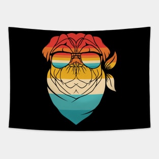 Dog Retro Pug Badass Tapestry