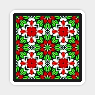 Red and Green Christmas Pattern Number 21 Magnet