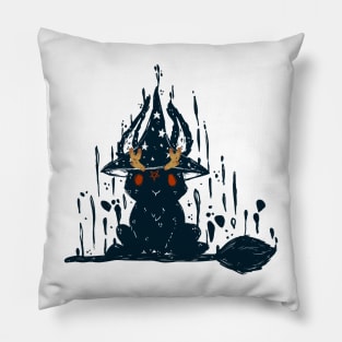 Witch bunny cute and spooky halloween 2022 decoration ink drawing Pillow