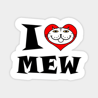 I Heart Cat - Grey and White Striped Kitty Magnet