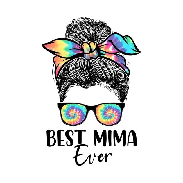 Best Mima Ever Tie Dye Messy Bun Bandana Mother's Day by Harle