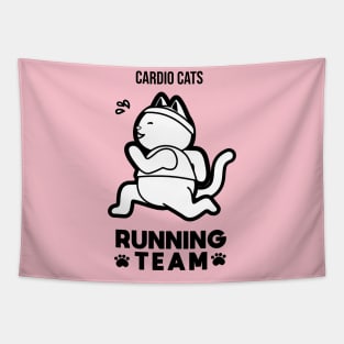 Cardio Cats running team black and white Tapestry
