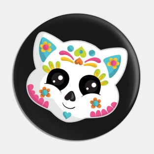 Cute Sugar Skull Cat Pin