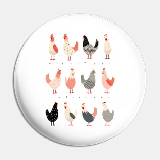 Farmyard Flock: Cute Chicken Crewneck Pin