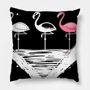 Three Flamingoes Heart Costume Gift Pillow