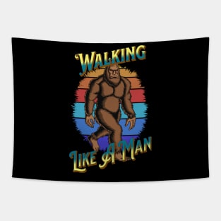 Bigfoot Walking Like A Man Tapestry