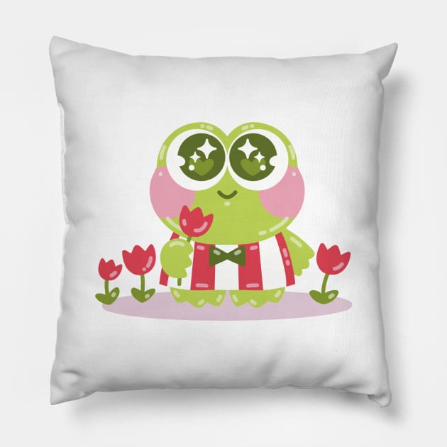 Kawaii Anime Frog Art Pillow by Sweetums Art Shop