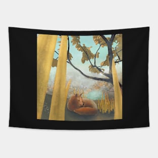 sitting fox river painting Tapestry