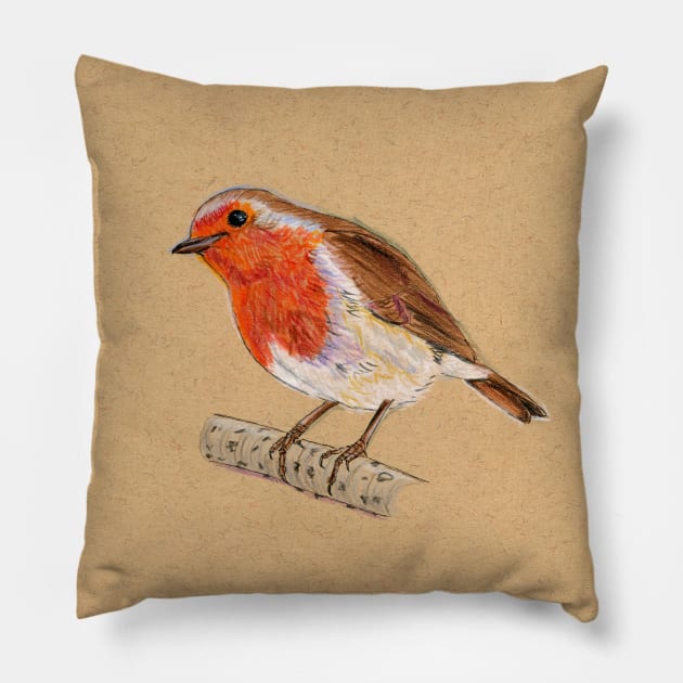 Christmas Robin Pillow by Bryan James