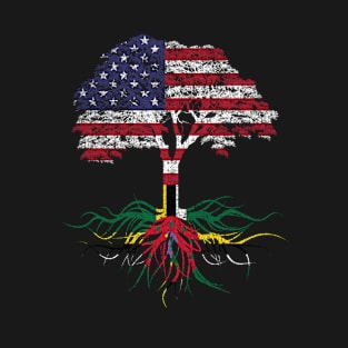 American Grown with Dominican Roots USA Flag T-Shirt