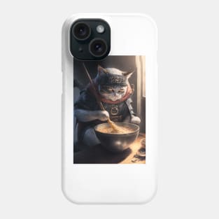 Shinobi cat eating ramen noodle, animae, japanese, food, ninja Phone Case